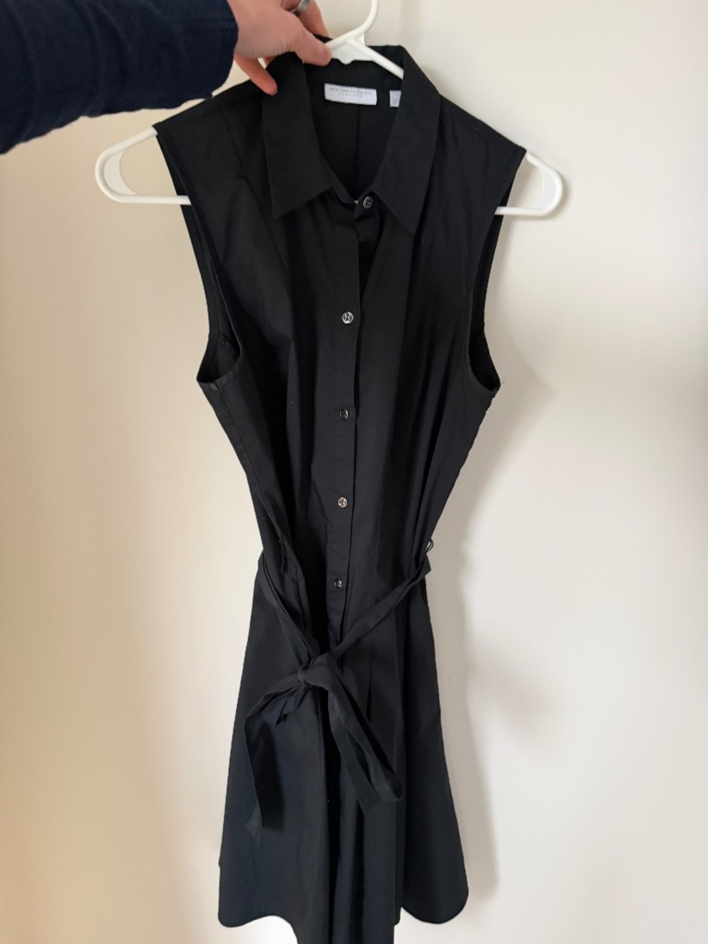 Sleeveless Belted Mini Shirt Dress, A-Line, Size Small